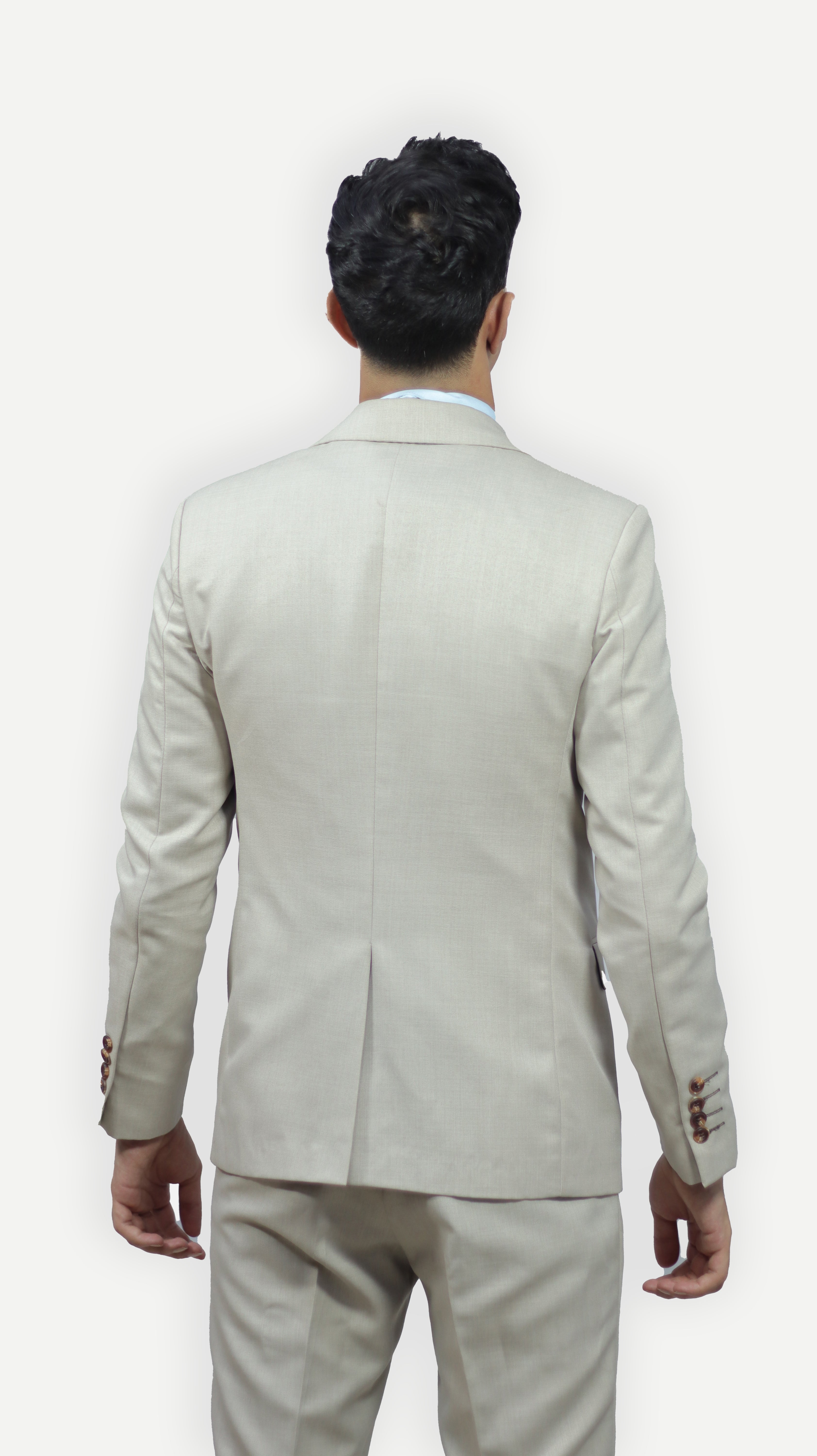 بدلة رجالي بيج– قماش ناعم، زرار واحد Regular Fit