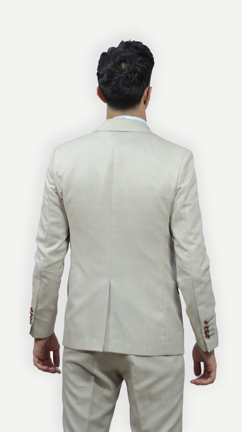 بدلة رجالي بيج– قماش ناعم، زرار واحد Regular Fit