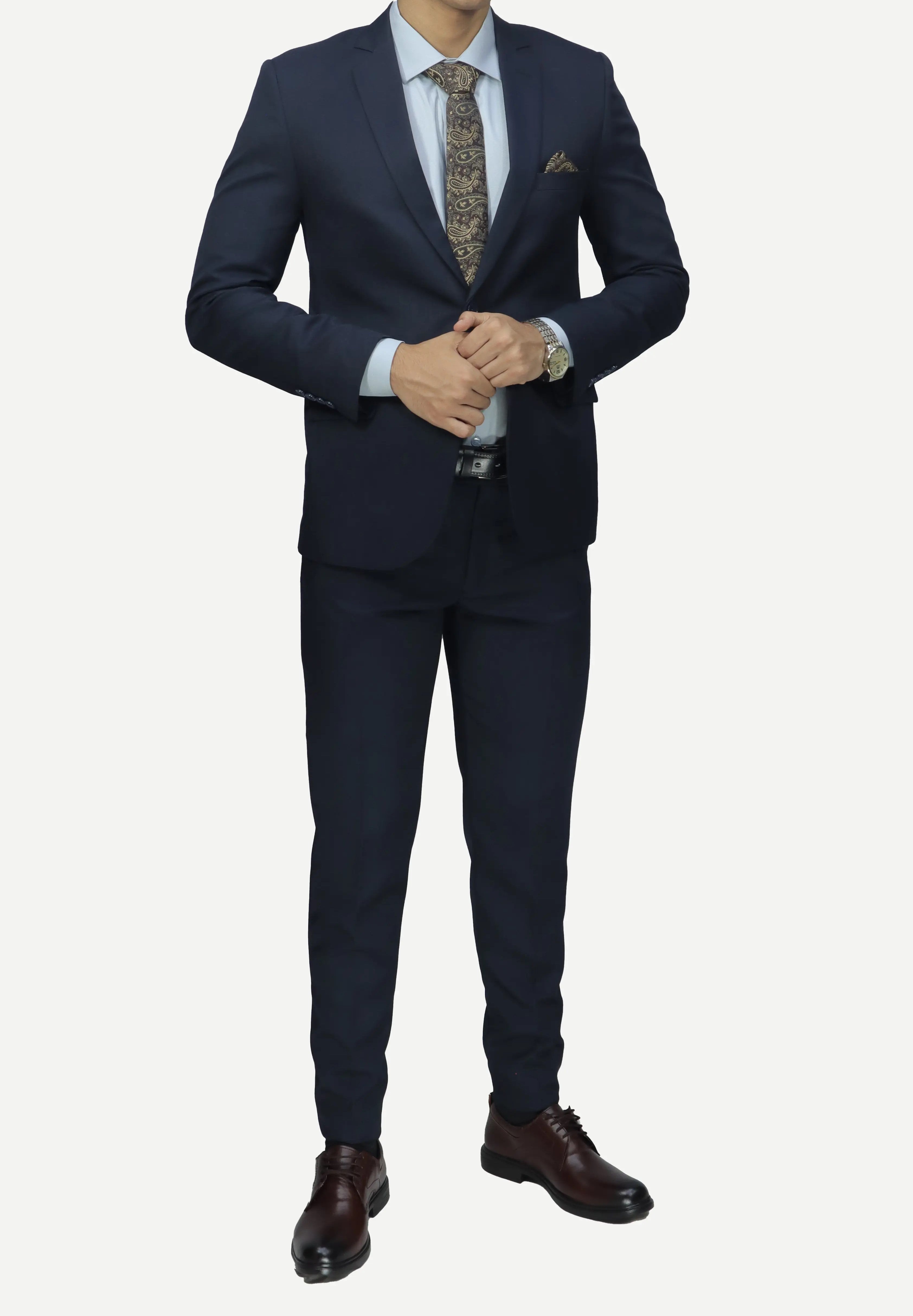 بدلة رجالي كحلي– قماش ناعم، زرار واحد Regular Fit