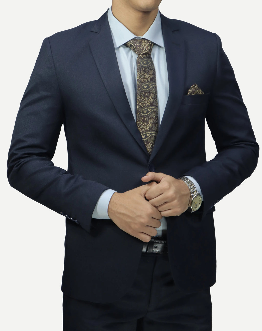 بدلة رجالي كحلي– قماش ناعم، زرار واحد Regular Fit