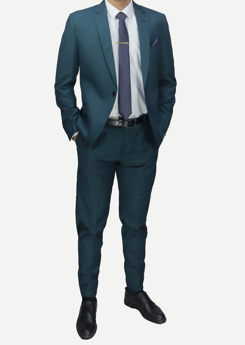 بدلة رجالي زيتي– قماش جولدن، زرار واحد Regular Fit